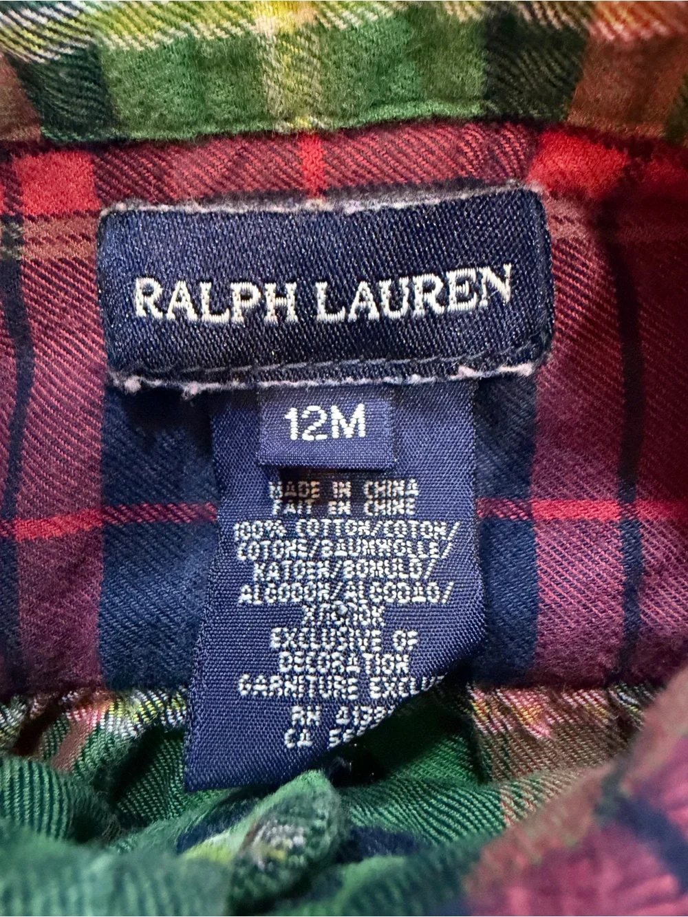 Ralph Lauren Polo Girls Plaid Ruffle Button-Front Dress Shirt Sz 12M